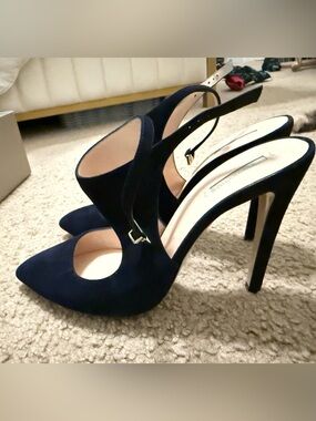 Suede Navy Blue Giorgio Armani shoes
